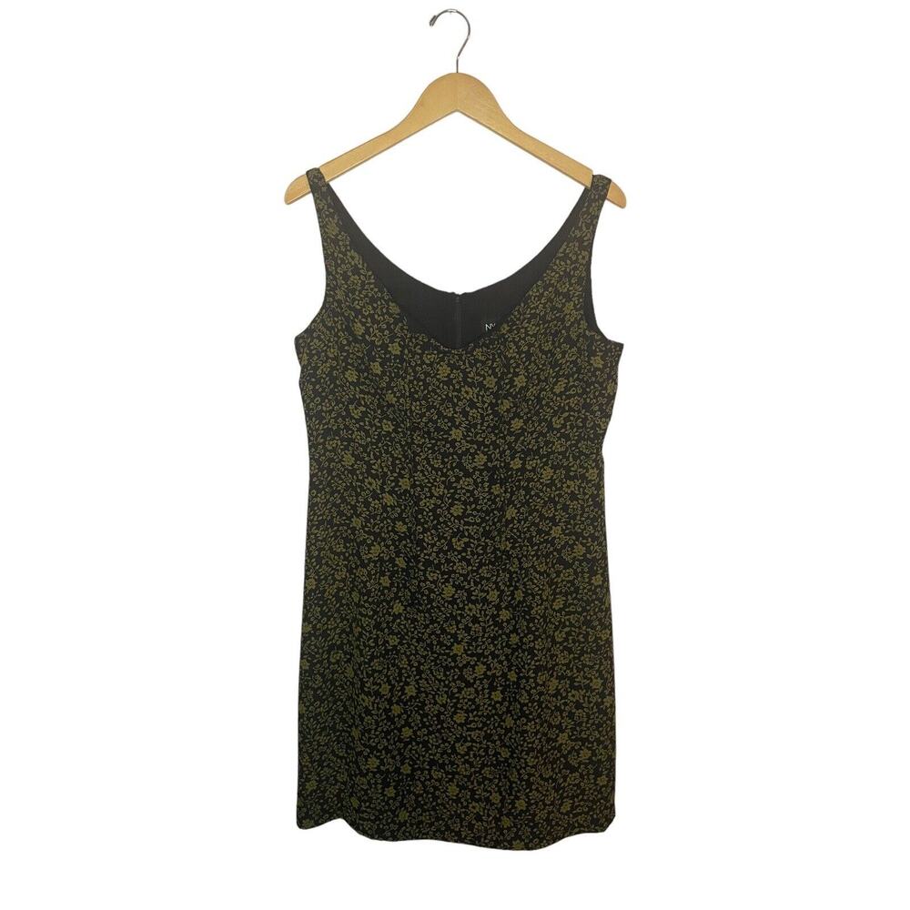 Vintage NY&CO Floral Midi Dress Vneck Sleeveless Classic Size 12 Made in USA 90s
